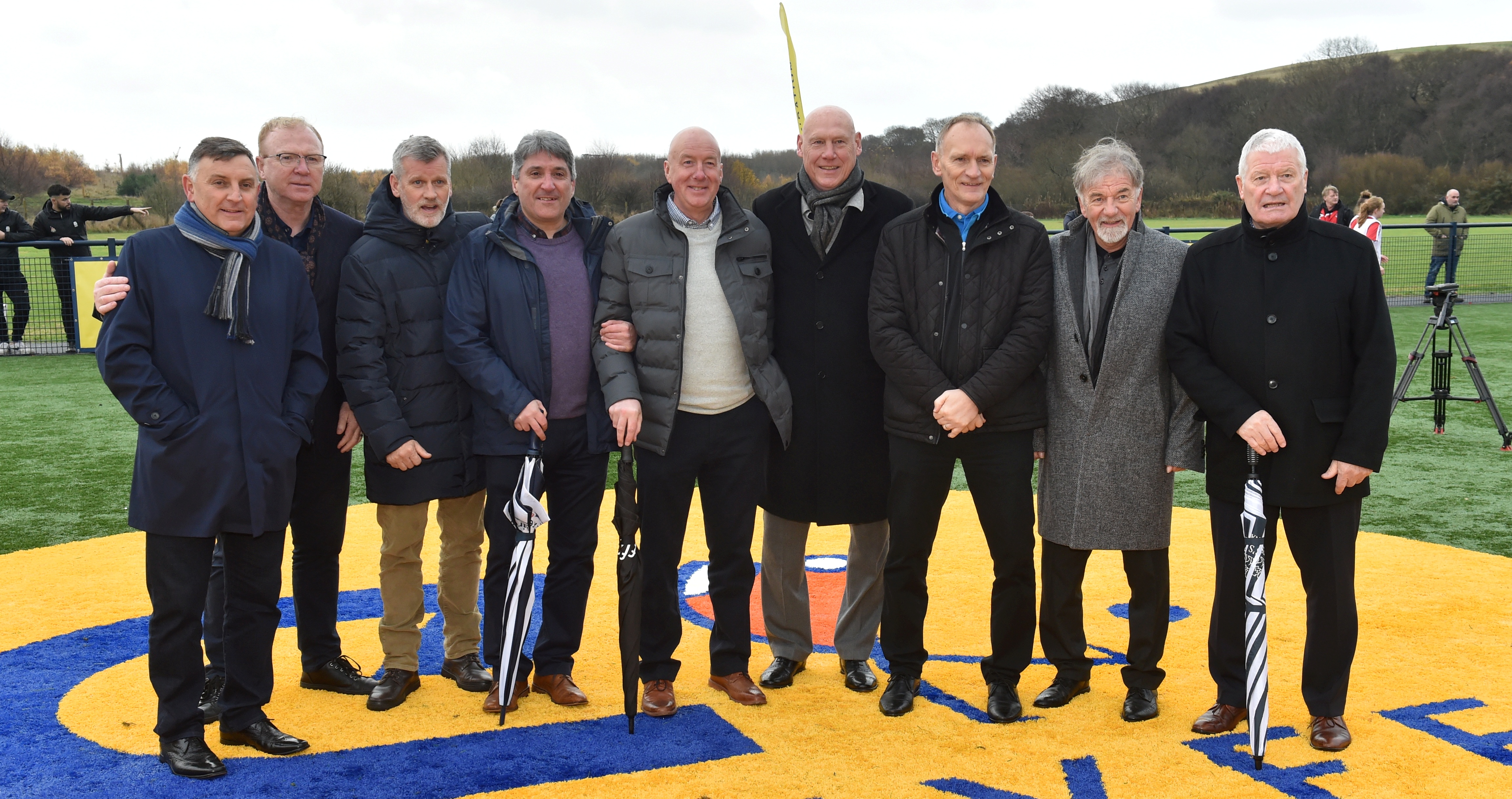 The Gothenburg Greats attend the opening of the Cruyff Court Neale Cooper in Torry in 2019.