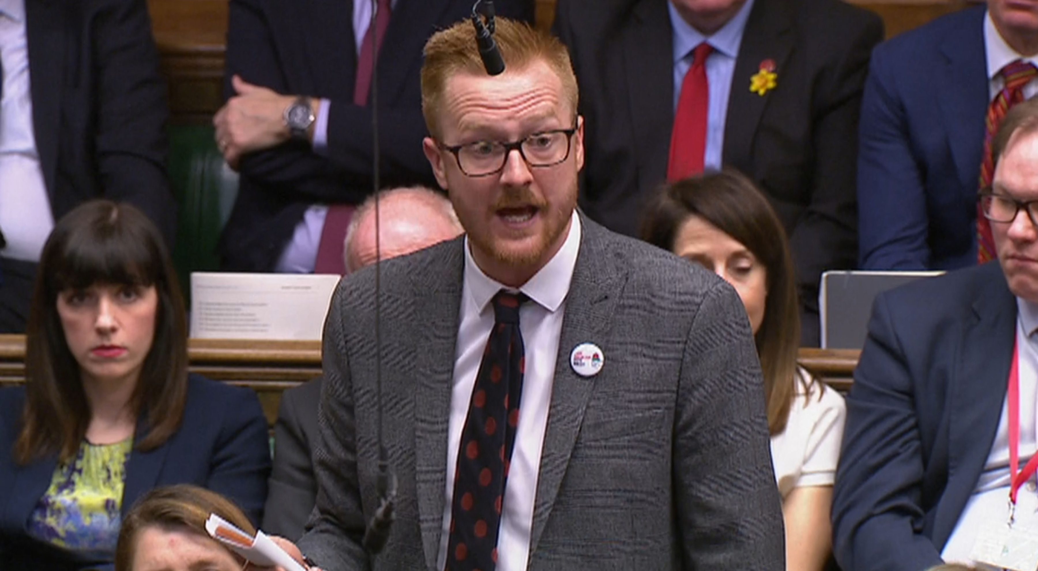 Labour MP Lloyd Russell-Moyle asks the prime minister to condemn comments made this morning by Commons leader Andrea Leadsom on the teaching of LGBT relationships.
Speaking on LBC radio, Ms Leadsom said, with regards to LGBT relationships, that parents should get to decide when their children "become exposed to that information".
Mr Russell-Moyle says these views are "dog-whistle politics", and calls on the PM to condemn "bigots that do not want LGBT people to be heard in schools".
Theresa May says shell write to him about the official guidance Ofsted provides for teaching about LGBT relationships.
Picture: HOC/Universal News And Sport (Europe) 20/03/2019