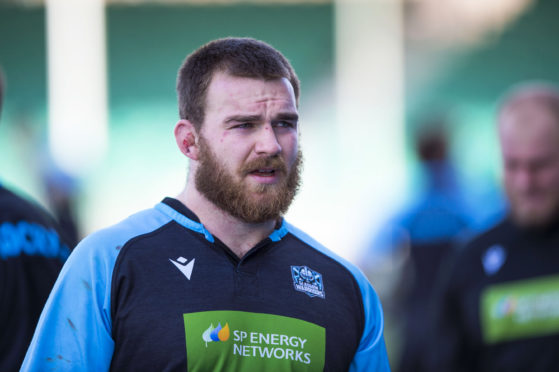 Glasgow Warriors' D'Arcy Rae is pictured during a training session.