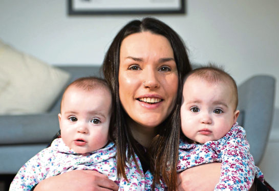 Proud mum Zoe Stewart with miracle twins Niamh (left) and Willow (right)