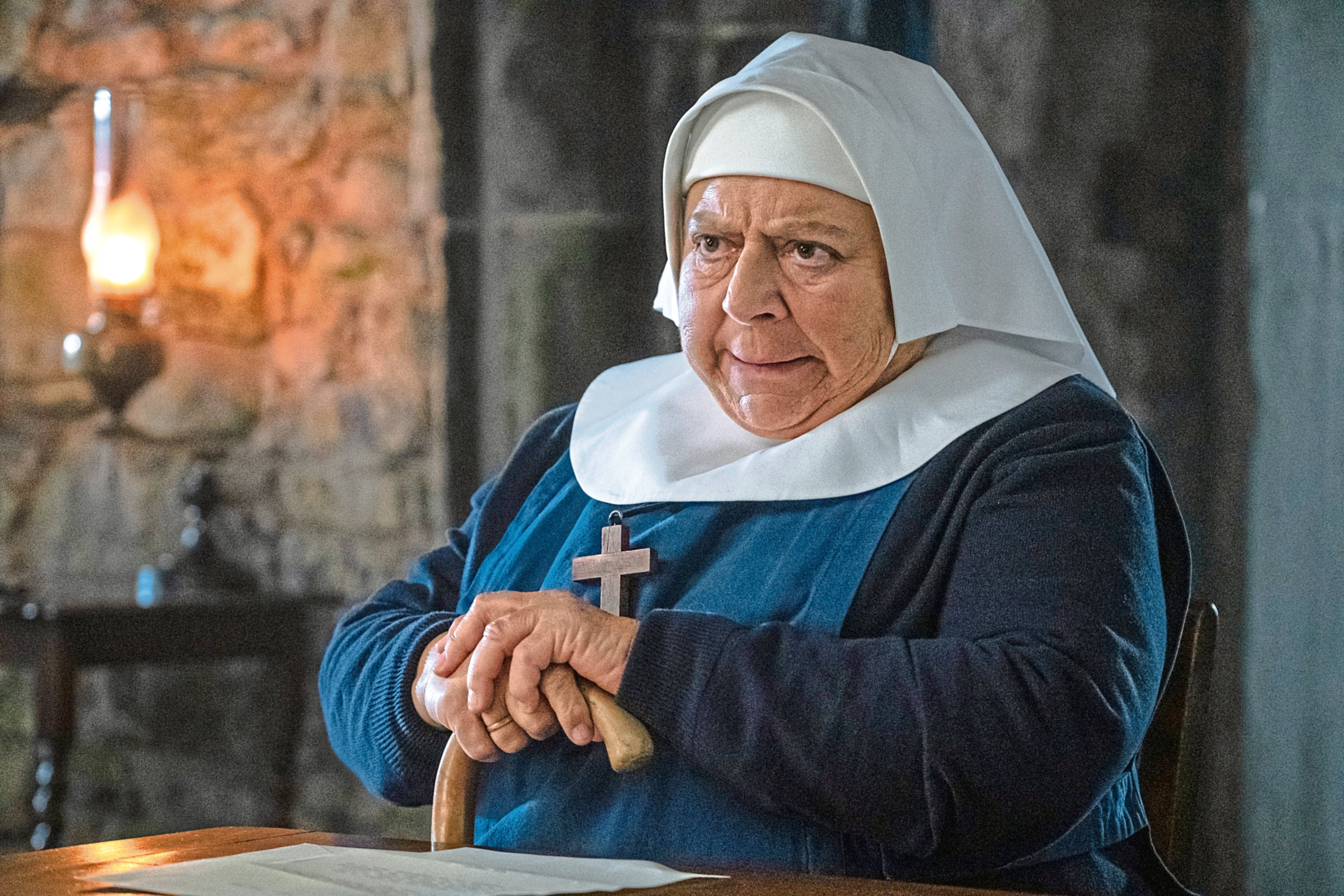 Miriam Margolyes sitting acting as Mother Mildred in Call The Midwife
