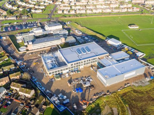 An aerial view of construction at Lossiemouth High School. Picture: Hub North Scotland.