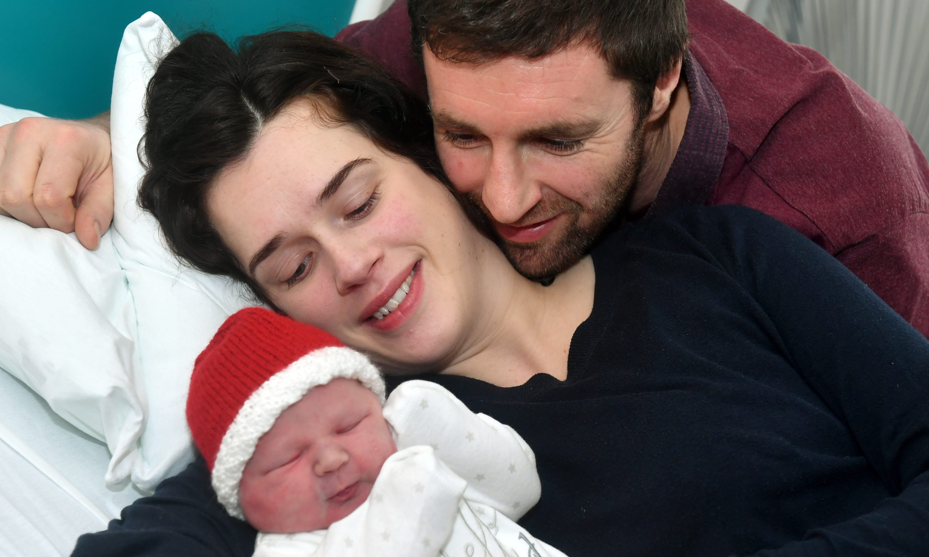 Neil and Jodie Moir, with little Elena who was born at 1am on Christmas Day