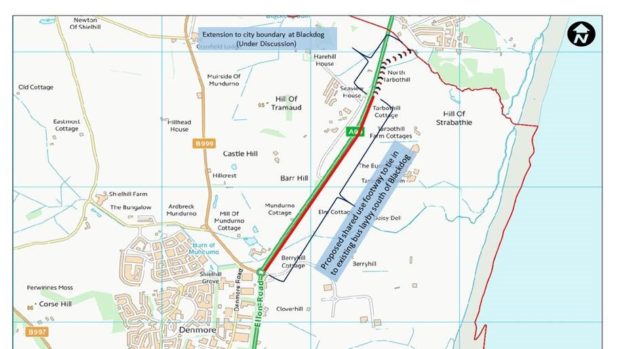 A92 Murcar roundabout to Blackdog new path map