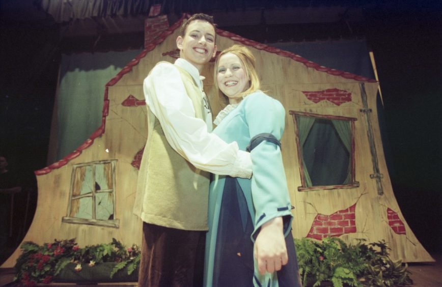 Sean Morton and Colleen Kennie in Elgin Amateur Dramatic Society pantomime 'Jack and the Beanstalk' in 2000.