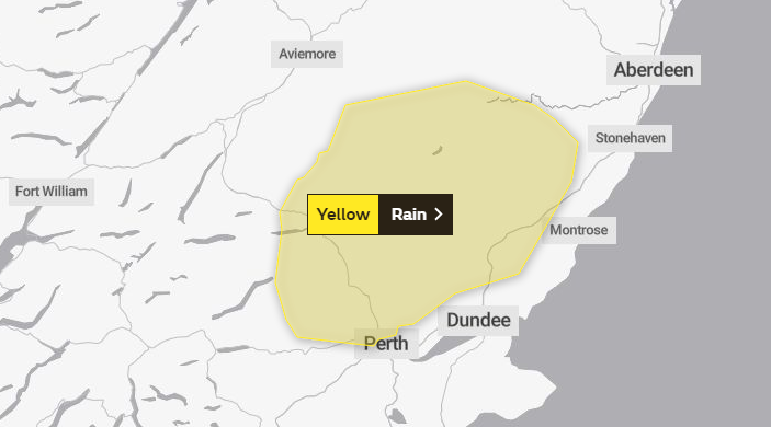 The Met Office have issued a yellow weather warning.