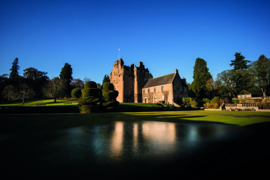 Iced over lawn at Crathes Castle, Banchory