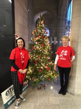 Friends of ANCHOR volunteers Donna Miller (left) and Lesley Stewart with the Tribute Tree