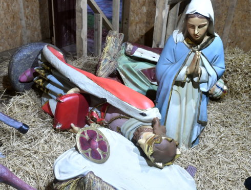 The nativity scene was vandalised. Picture by Chris Sumner.