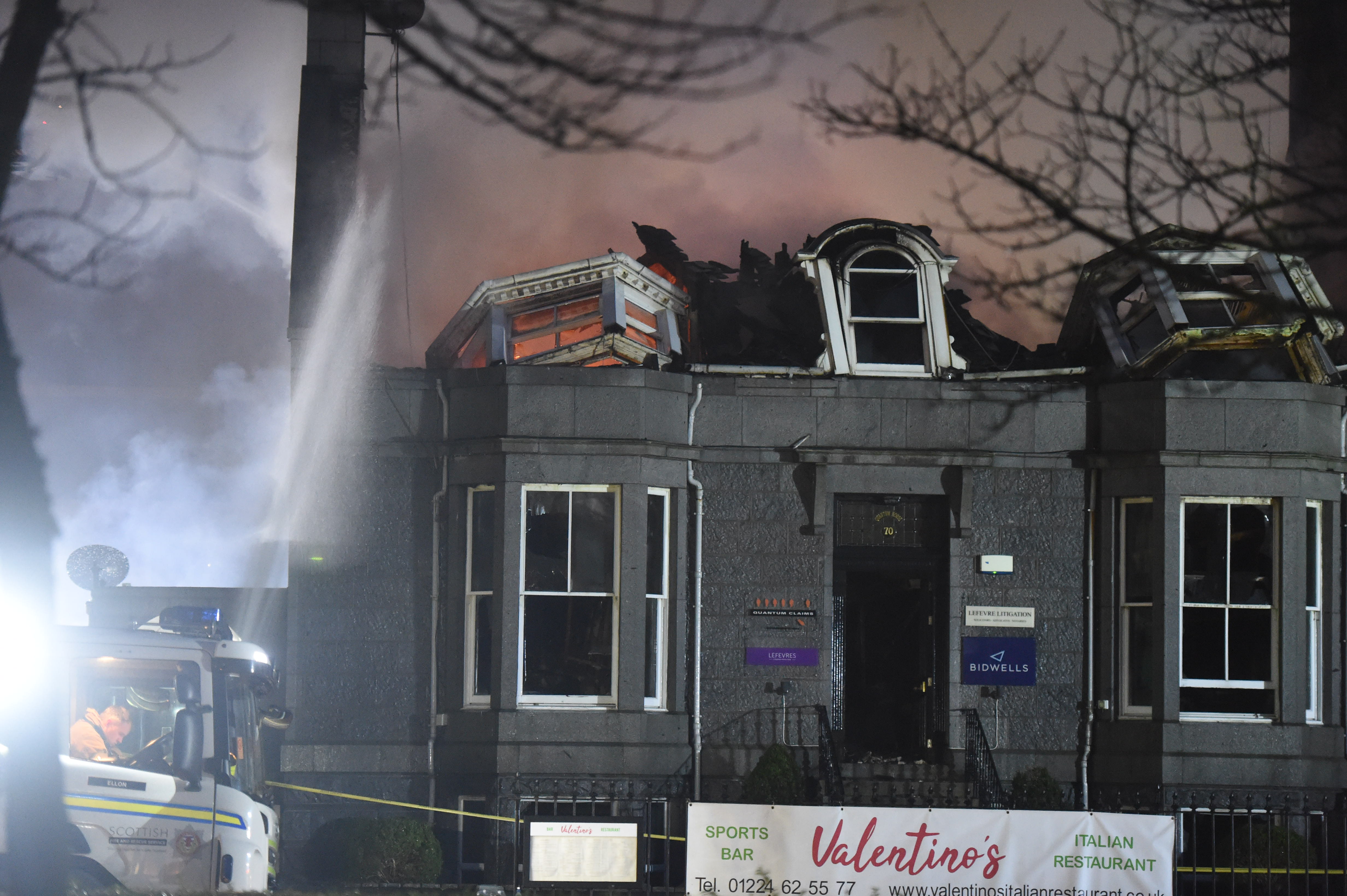 The destruction at Valentinos Italian Restaurant due to a fire.