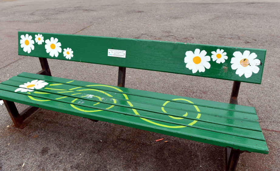 Some of the benches located near Aberdeen Beach.