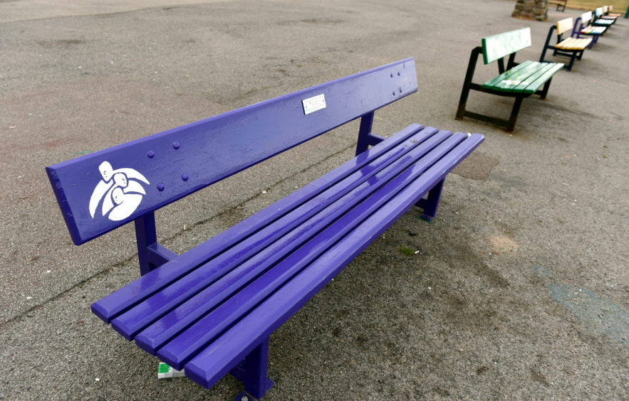 Some of the benches located near Aberdeen Beach.