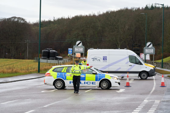 Police at the scene of the crash.