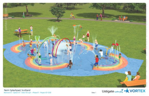 An artist's impression of Nairn's new splash pad in memory of Hamish Hey