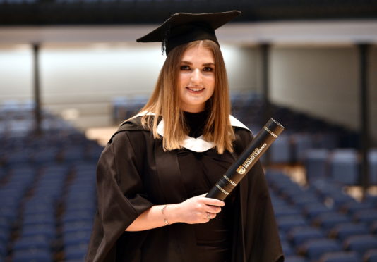 RGU Winter Graduations at Music Hall, Aberdeen
Pictured is Nicole Cruden  BEng Mechanical and Offshore Engineering The ability to study part-time while working is paying dividends for Turriff student, Nicole Cruden, who is set to graduate from Robert Gordon University (RGU) with a degree in Mechanical and Offshore Engineering.
Picture by DARRELL BENNS 
Pictured on 11/12/2019   
CR0014966