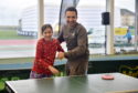 Will Bayley, professional Paralympic table tennis player, ranked world number 1 coaching some children
Picture by DARRELL BENNS