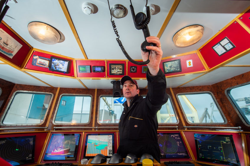 Skipper John Clark Reliance 2 is pictured on board the BF800 Vessel moored up at Fraserburgh Harbour.
Pictures by JASON HEDGES