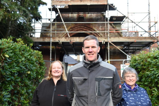 From left:  Morag Lightning, Fraser Watson and Annette Stephen  from 'Friends of Turriff Cemetery. 

Picture by Paul Glendell