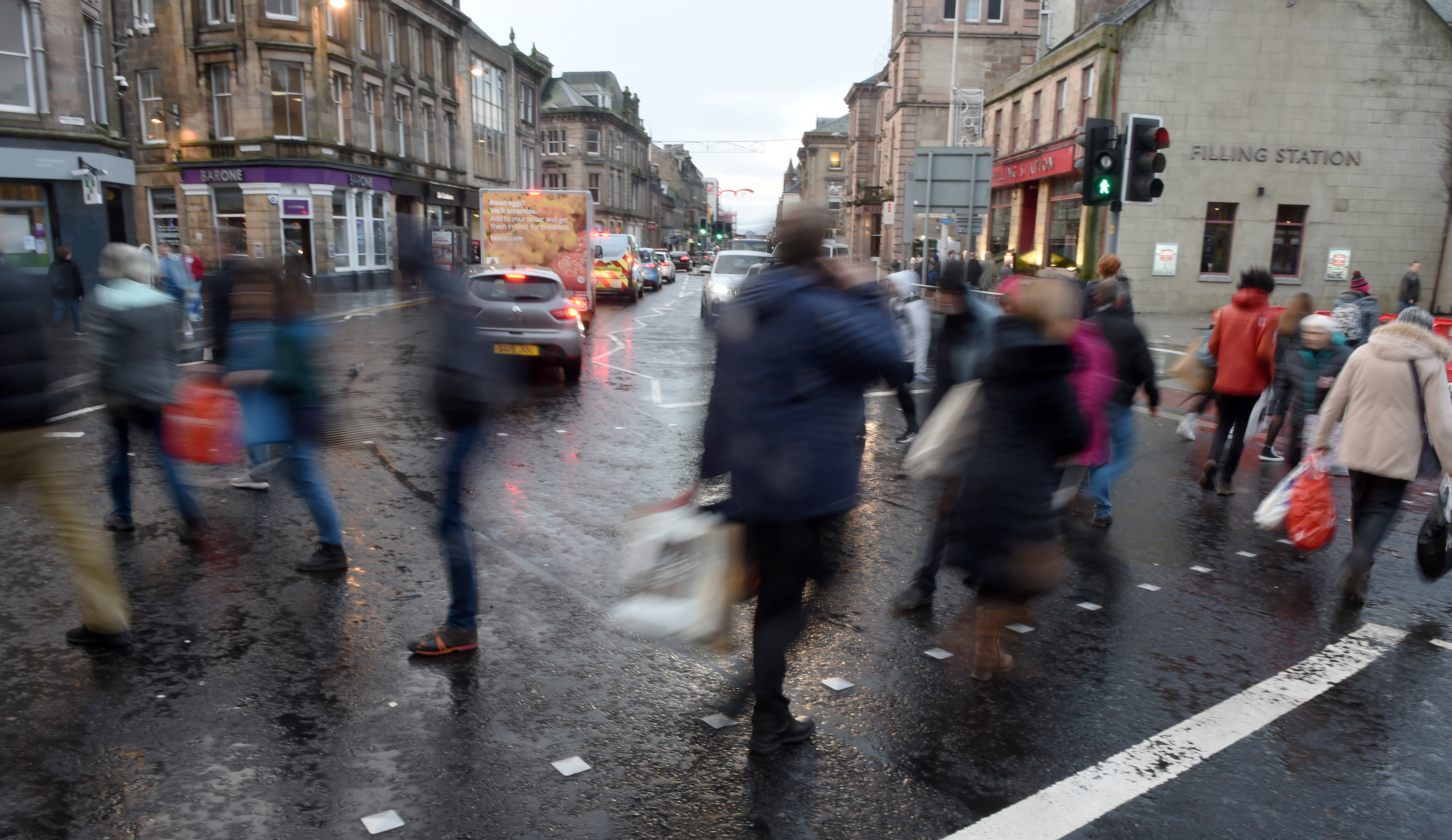 Shoppers a-plenty in Inverness City Centre as roads became backlogged on exit points out of the Highland capital. Picture by Sandy McCook