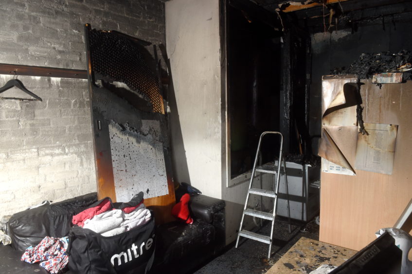 The badly damaged changing rooms and laundry room as a result of the Christmas Eve fire.