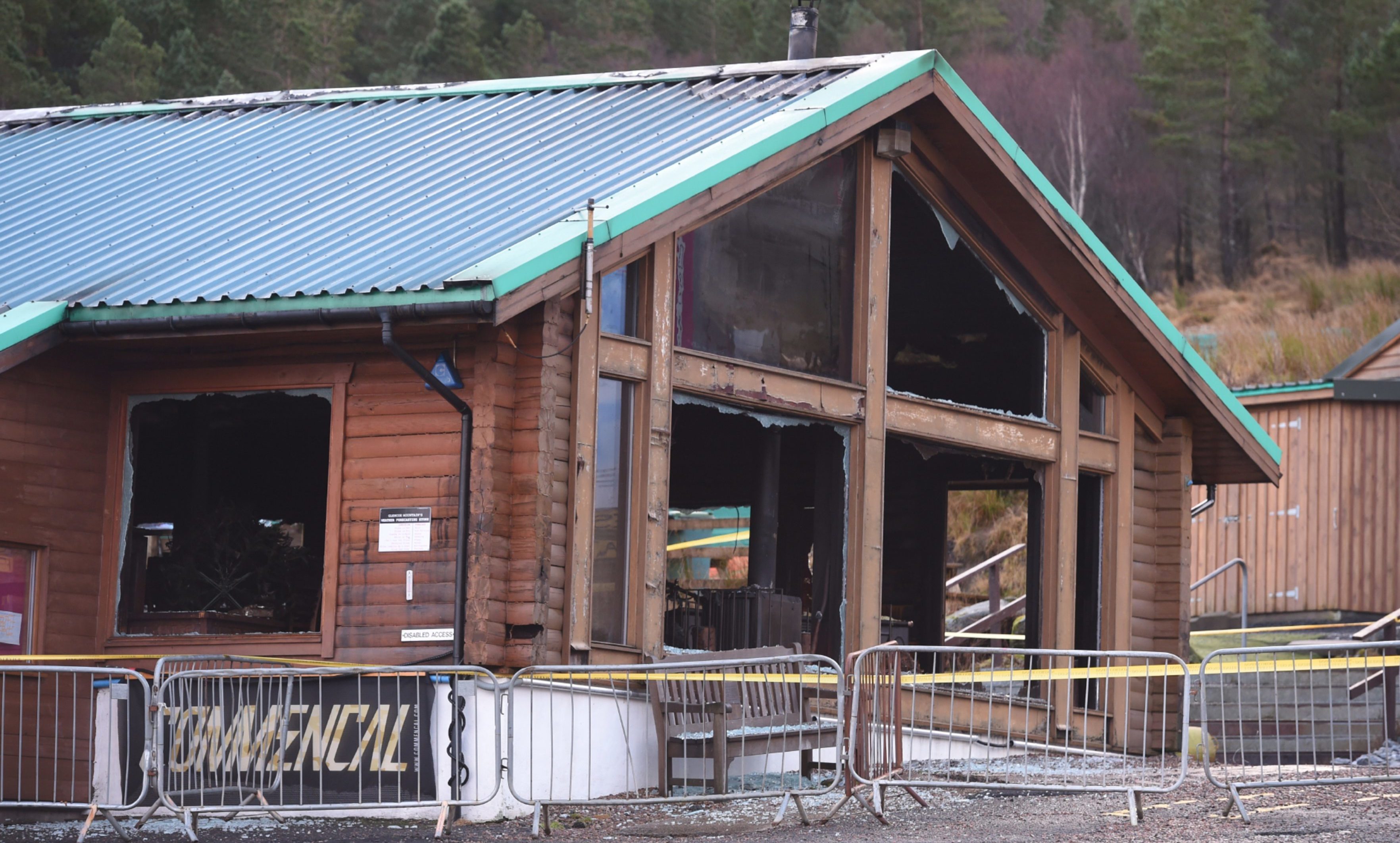The damaged building after a fire at Glencoe Mountain Resort. Picture by Sandy McCook