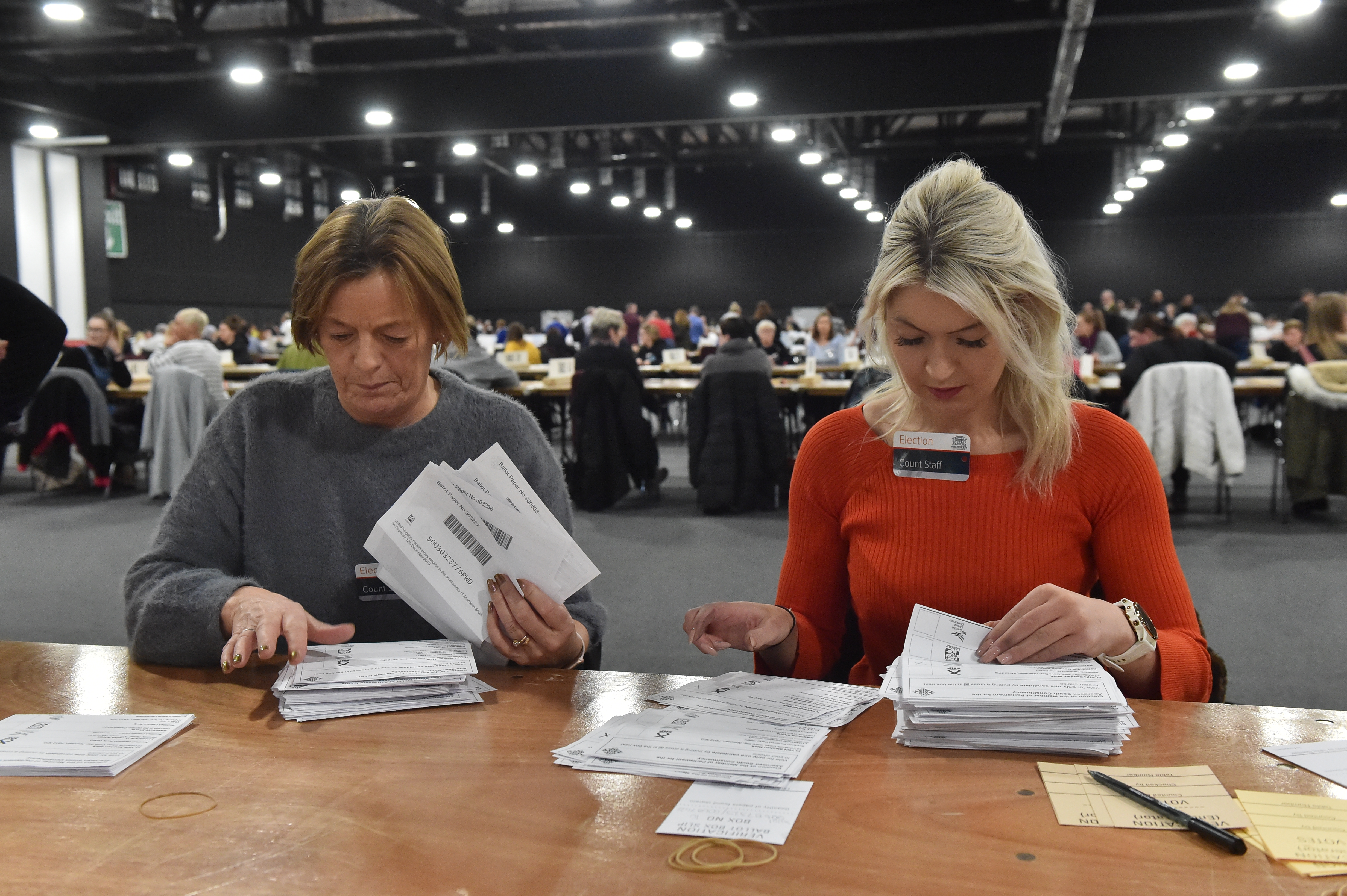 The counting gets underway at P&J Live, Aberdeen. Picture by Kenny Elrick.