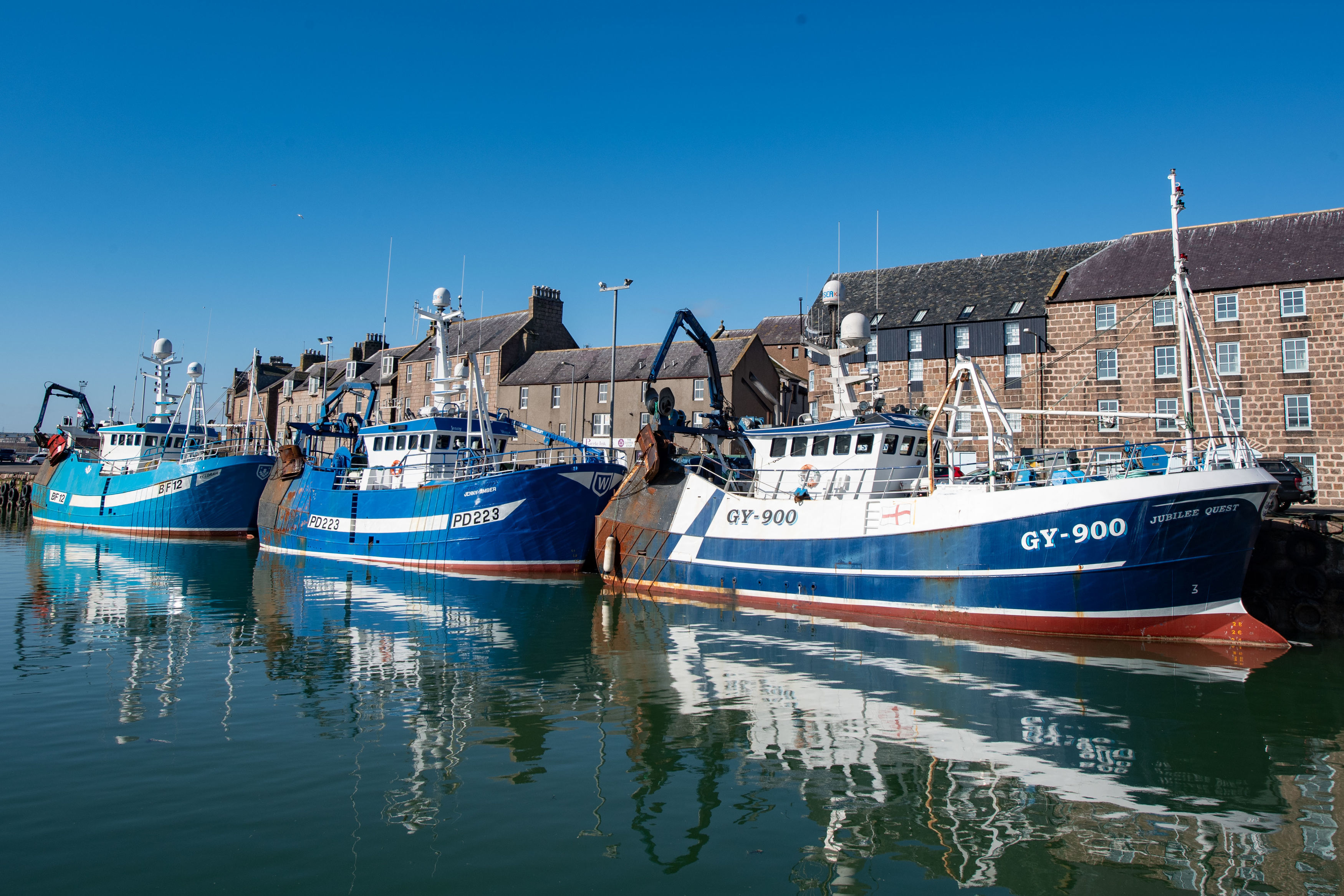 Fishing boats in the harbour at Peterhead, where barbie would make a visit.