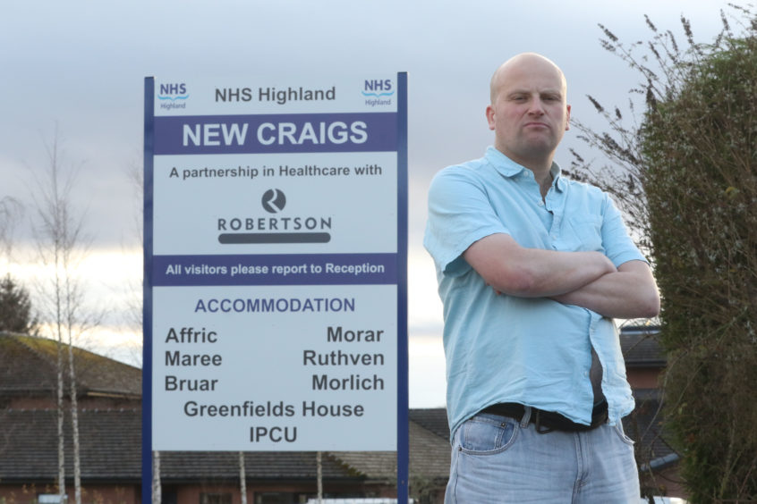 Peter Todd outside New Craigs Hospital in Inverness.