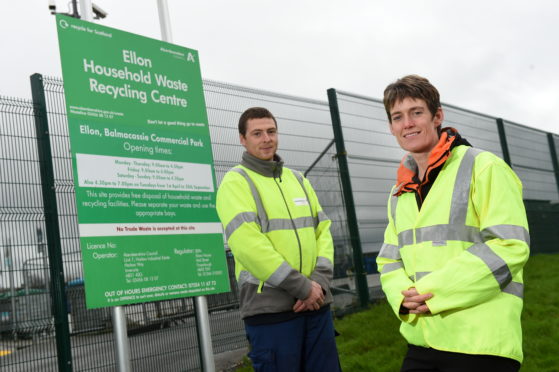 Picture of (L-R) Barry Duguid (waste facilities officer) and Ros Baxter. Picture by Kenny Elrick.