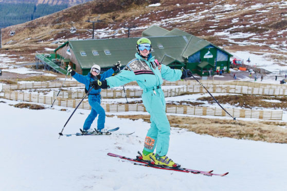 Skiers at Nevis Range.