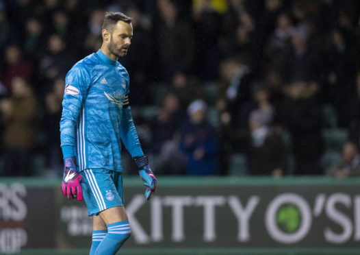 Joe Lewis is pictured during the Ladbrokes Premiership match between Hibernian and Aberdeen, at Easter Road, on December 7.