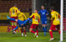 James Keatings scores an acrobatic goal to make it 1-1 at Firhill