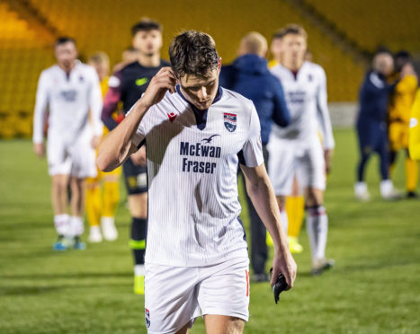 Lewis Spence walks off dejected after a Ladbrokes Premiership match between Livingston and Ross County.