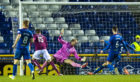 Arbroath's Luke Donnelly makes it 1-0 during the Ladbrokes Championship match between Inverness Caledonian Thistle and Arbroath, at the Tulloch Caledonian Stadium, on December 28.