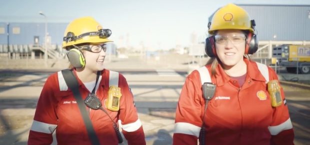 Abbey Thomson, left, and Ellie Richmond at work at the St Fergus Gas Plant