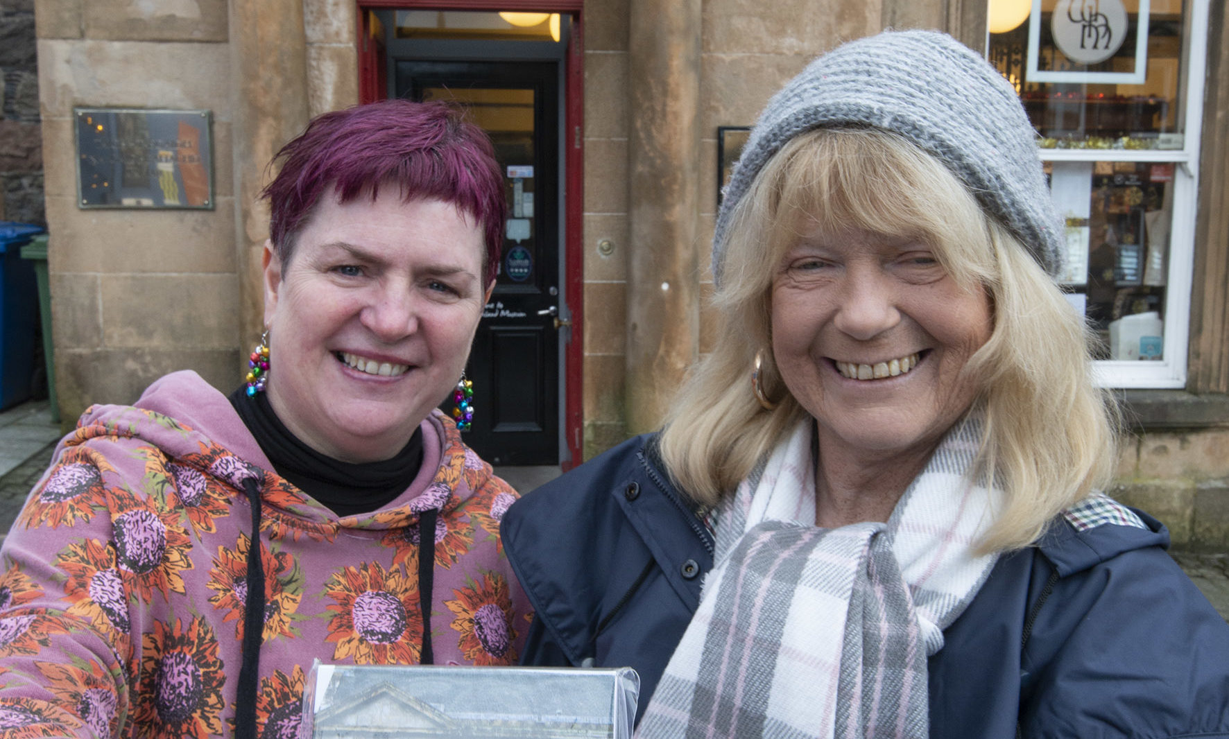West Highland Museum Manager, Colleen Barker (left) presents a small memento to Carole Abel, who was the 60,000th visitor of 2019.
