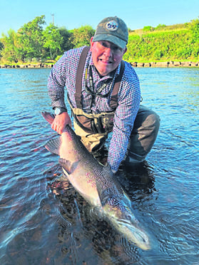 Ian Mitchell with his 32 lb salmon.