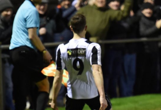 Fraserburgh's Paul Campbell scores their second.
Picture by COLIN RENNIE