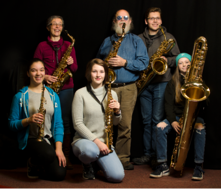 Back to front, left to right, Standing are Zoë Sayer from Oldmeldrum (Alto), Derek Jennings from Longside (Tenor), Ben Armstrong from Blackburn (Baritone). Front: Emily Manson from Bucksburn (Sopranino), Abigail Chambers from Portlethen (Soprano) and Emma Swanson from Stonehaven.