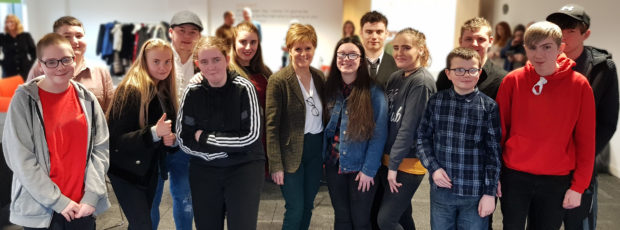 Young people attending the meeting with the First Minister