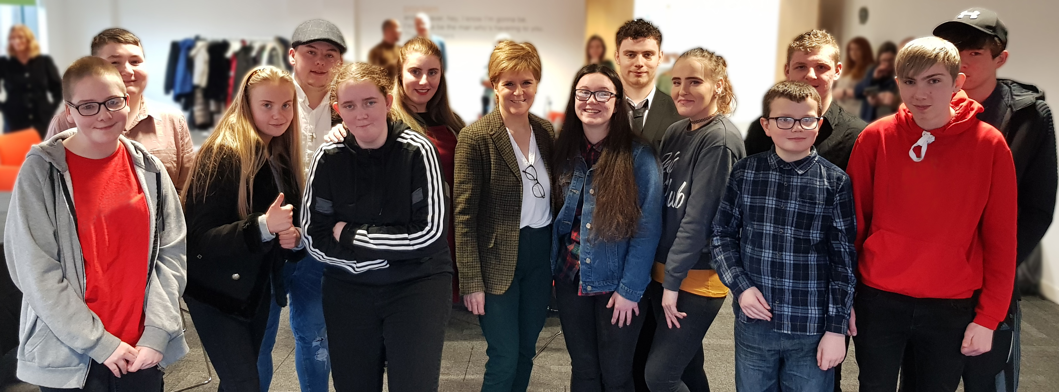 Young people attending the meeting with the First Minister