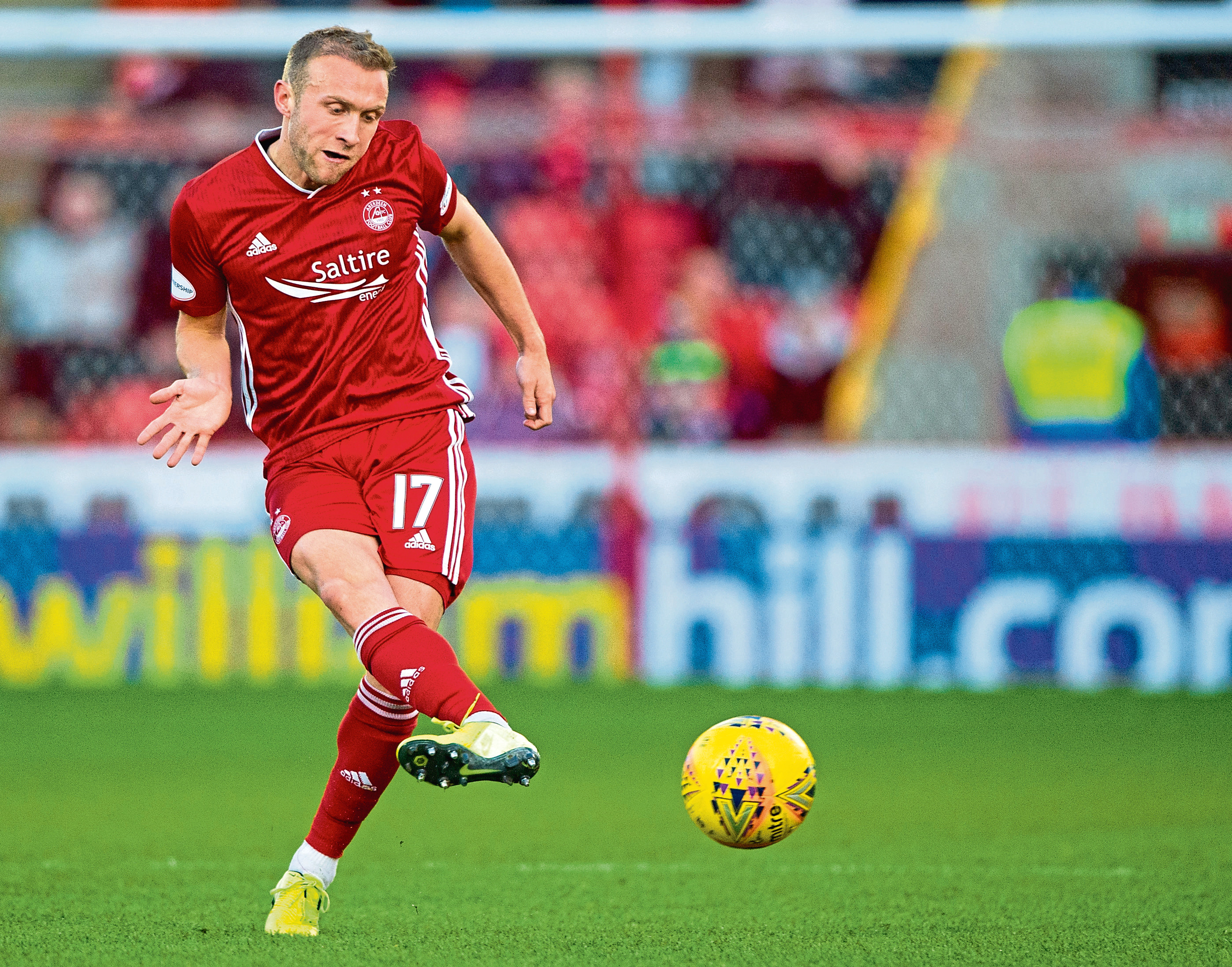 Dylan McGeouch in action during the William Hill Scottish Cup fourth round tie between Aberdeen and Dumbarton.