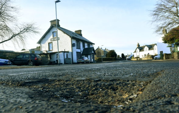 One of the potholes in Drumlithie