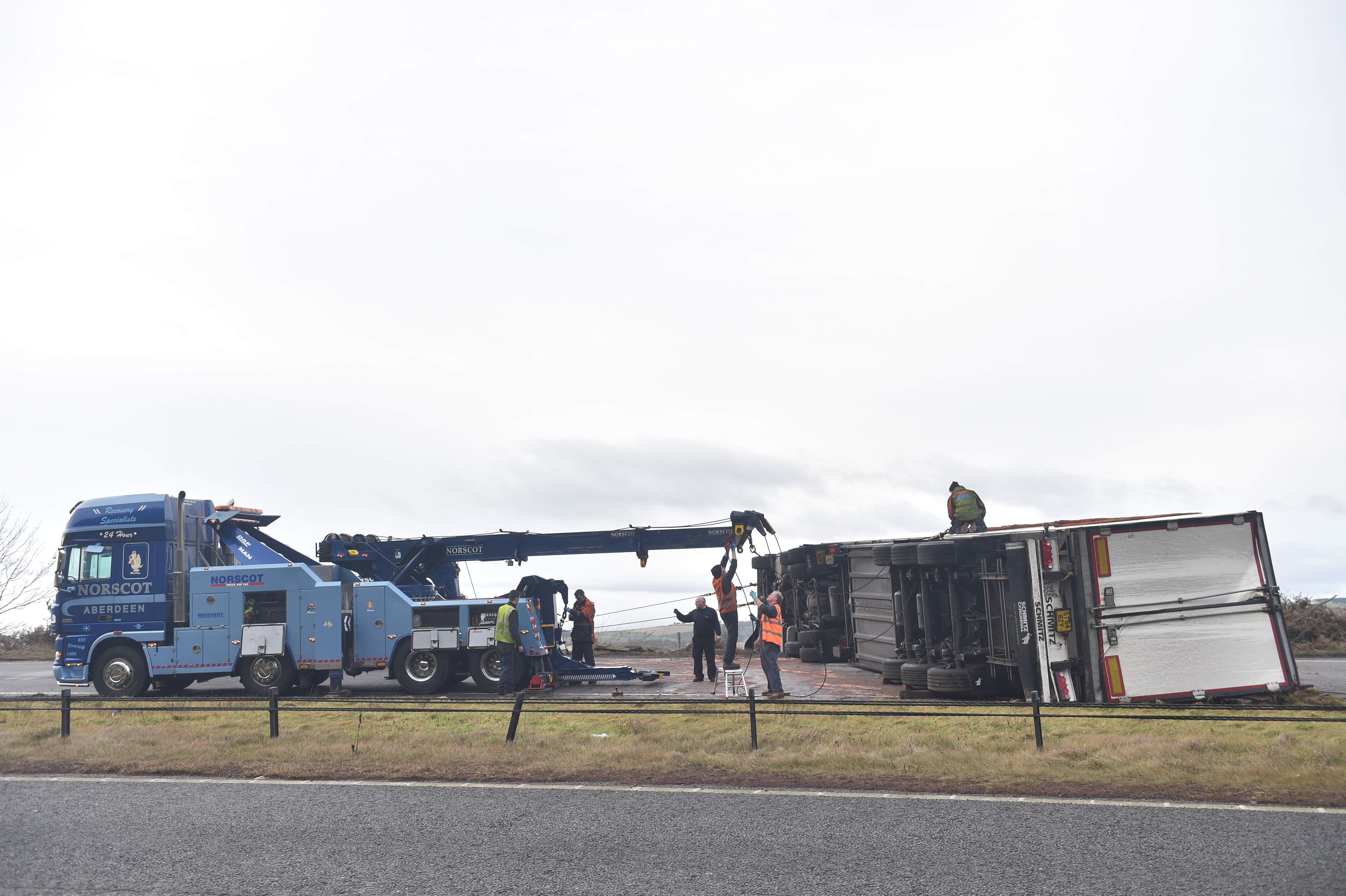 The lorry overturned on the A96 just after 5am