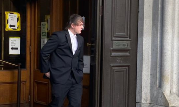 Leon King leaving Aberdeen Sheriff Court.