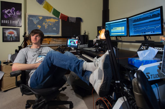 David Chappell in the studio at his Buckie home.