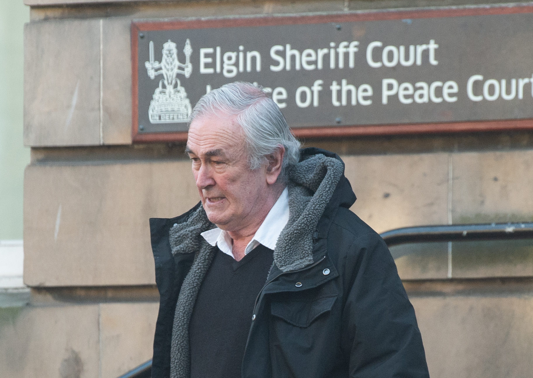 John Henderson leaving Elgin Sheriff Court.