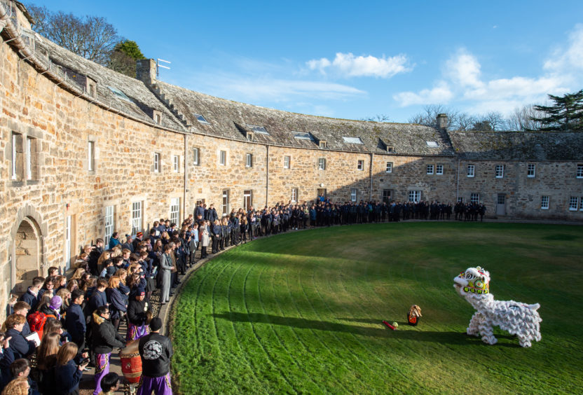 Lion dancing at Gordonstoun.