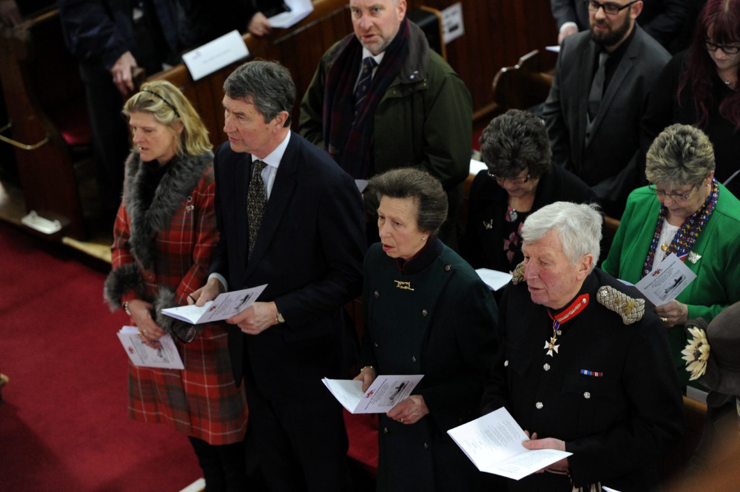 The Princess Royal and Vice Admiral Sir Timothy Laurence (second left) attended the service of remembrance at Fraserburgh Old Parish Church.