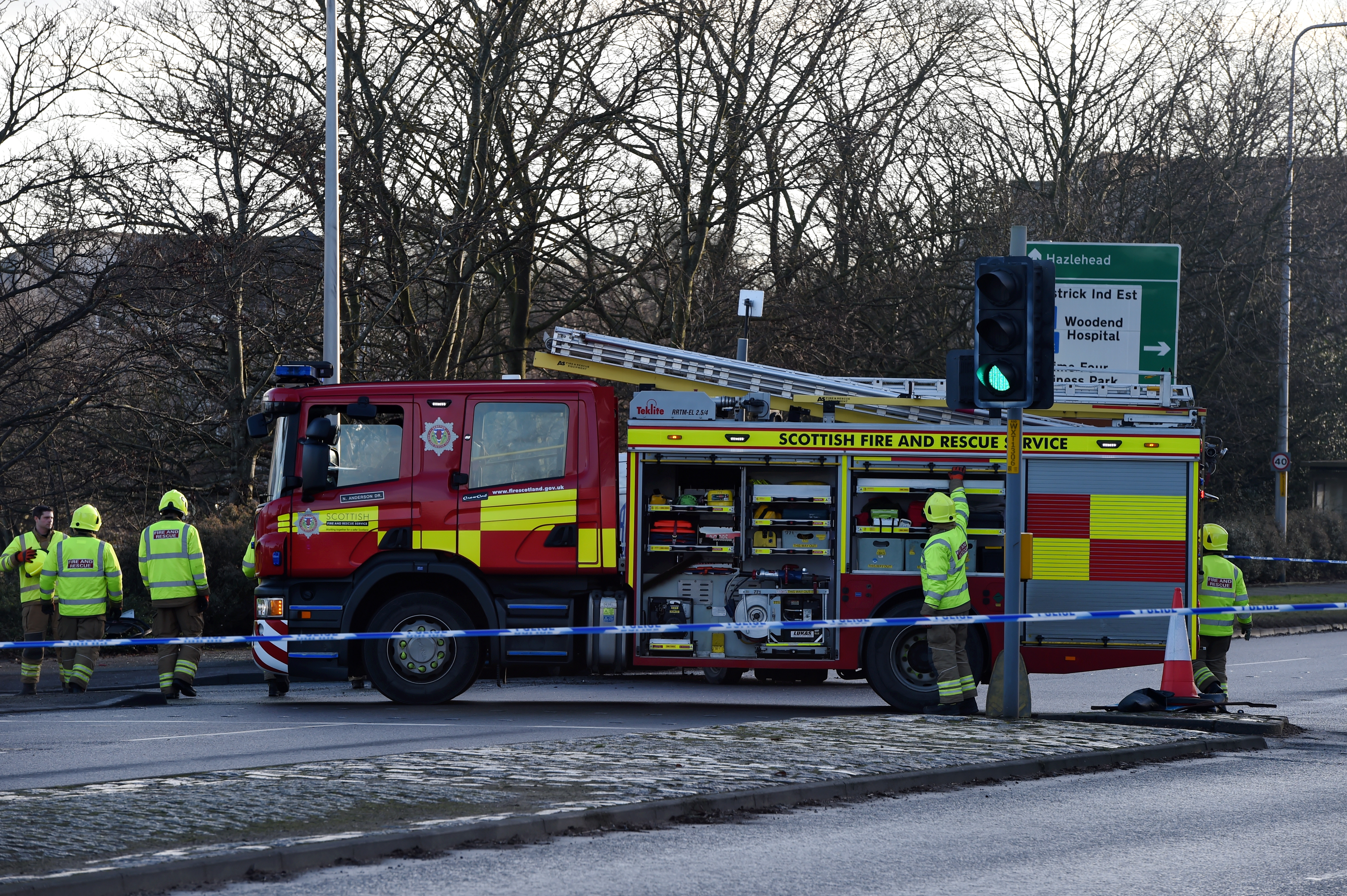 Emergency services at the scene of the crash on North Anderson Drive. Picture by Kenny Elrick